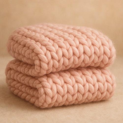 Фото товара: Розовый плед из мериноса — Вяжунчик