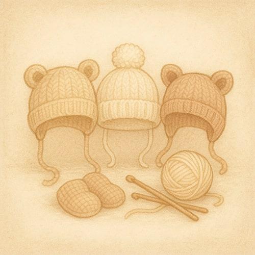 Иллюстрация услуги: Вязаные шапочки на заказ — Вяжунчик