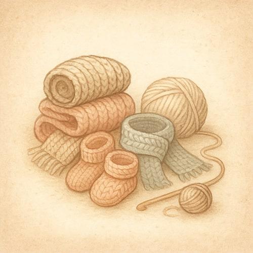 Иллюстрация услуги: Детские шарфы, снуды и манишки — Вяжунчик