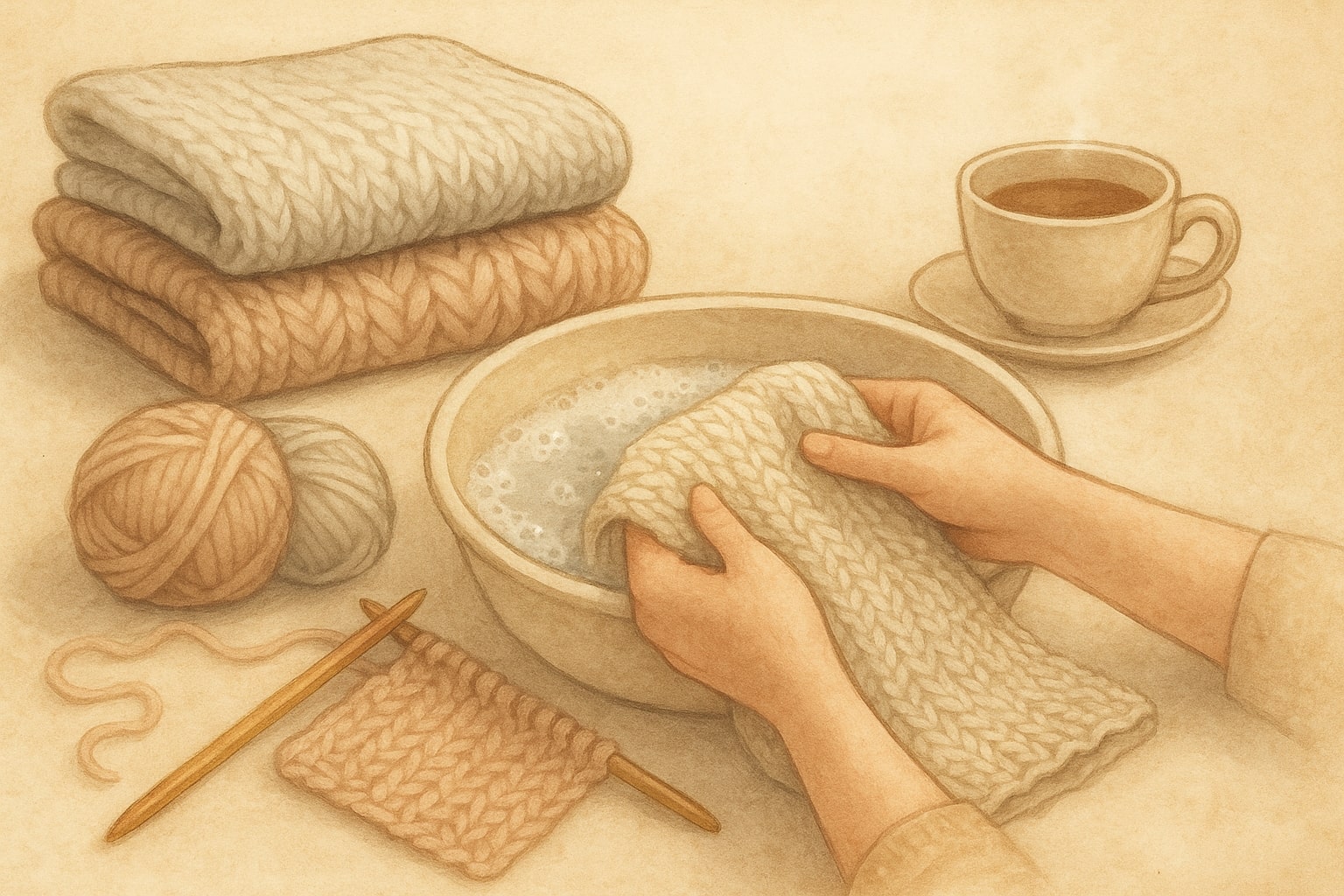 Главная иллюстрация: вязаные вещи ручной работы