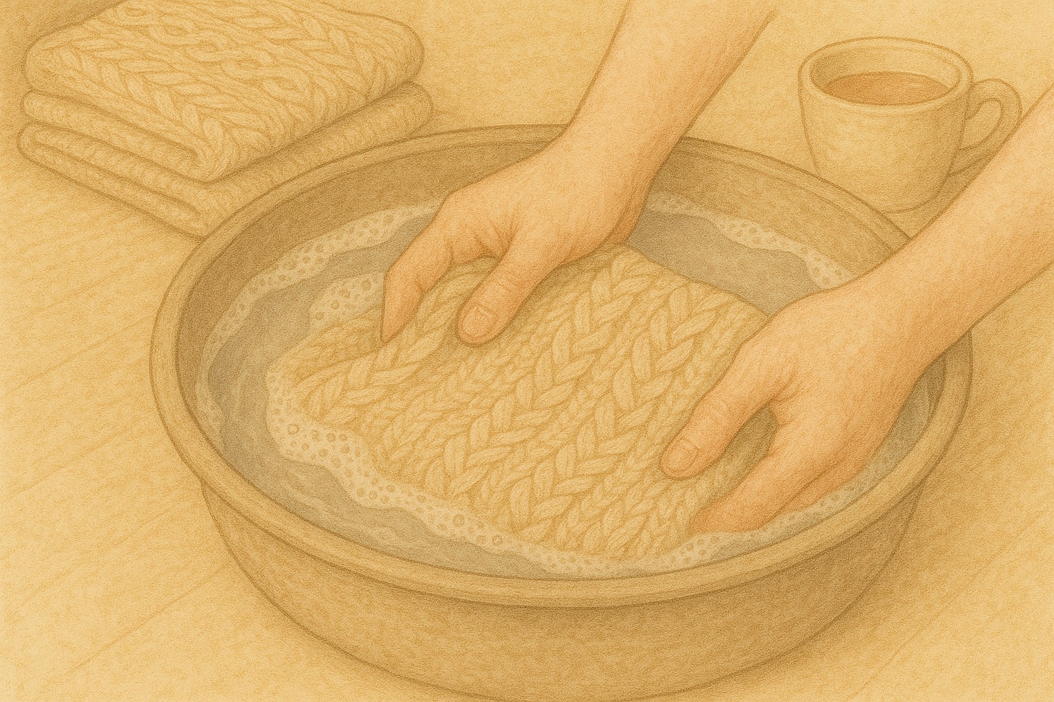 Иллюстрация: правильная стирка вязаных вещей вручную