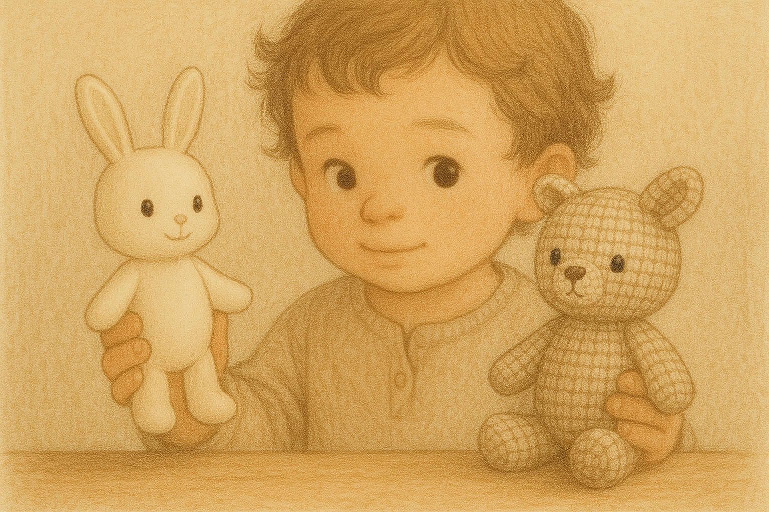 Иллюстрация: процесс создания амигуруми и готовые игрушки